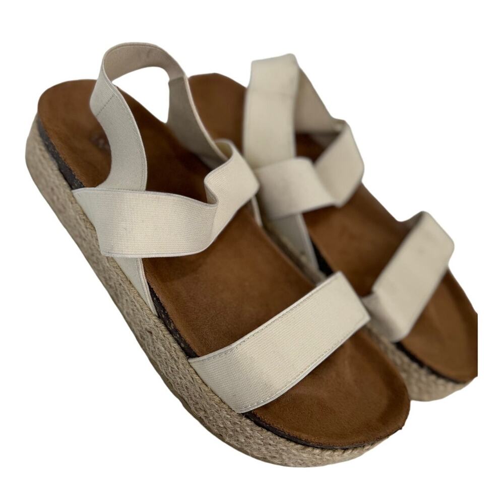 Women's Wanted Beige Strappy Platform Espadrille Sandal 8